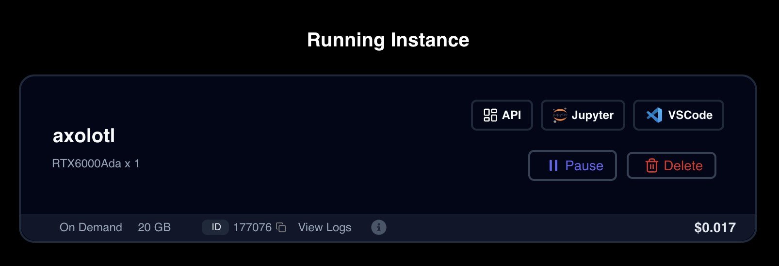 Instance running